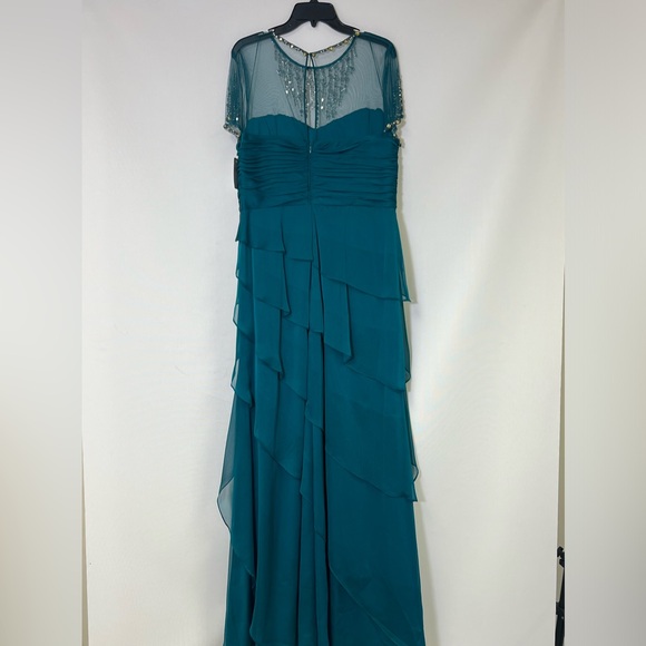 Adrianna papell jewels neckline short sleeve shutter long dress - Picture 8 of 16